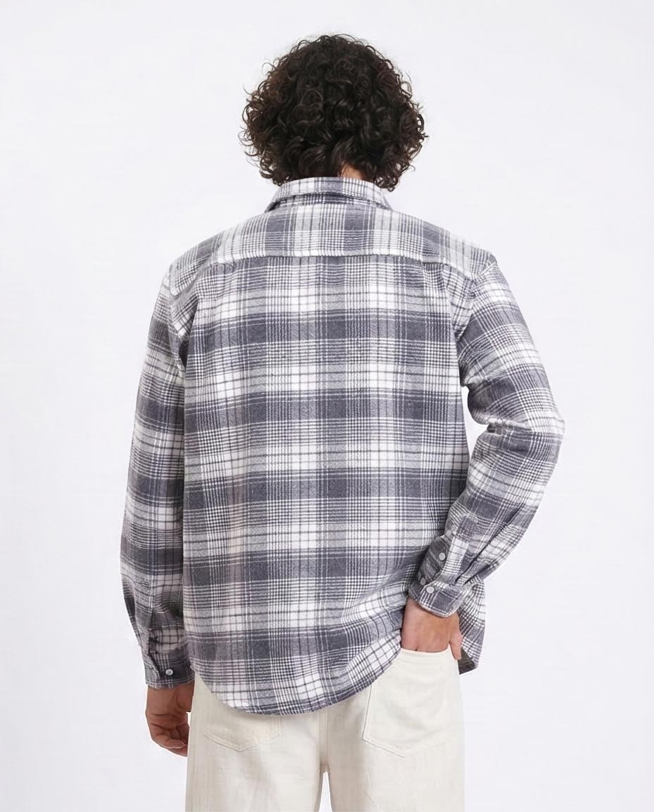 Ravin Men's Relaxed Fit Grayscale Plaid Flannel Shacket - R213199