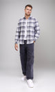 R213199 - Casual Buttons Down Tartan Shirt - Grey & White