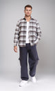 R213200 - Casual Buttons Down Tartan Shirt - Coffee & White