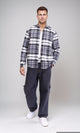 R213201 - Long Sleeves Casual Tartan Shirt - Grey & White