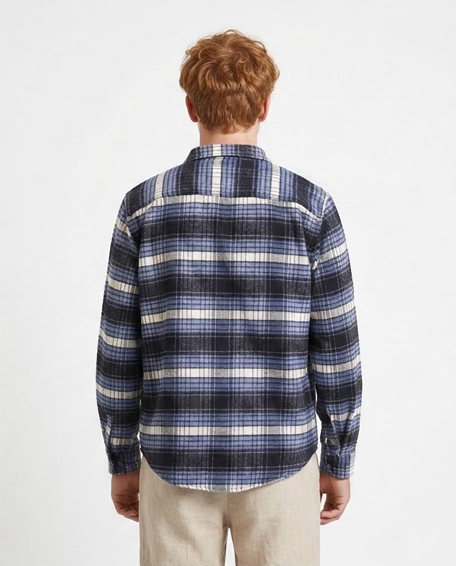 Ravin Men’s Relaxed-Fit Blue Plaid Flannel Shacket - R213203