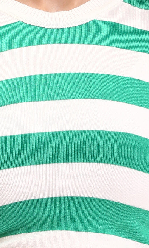 R213230 - Awning Stripes Sleeveless Summer Top - Green & White