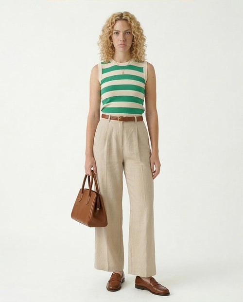 Ravin Women’s Sleeveless Striped Knit Tank – Kelly Green & White - R213230