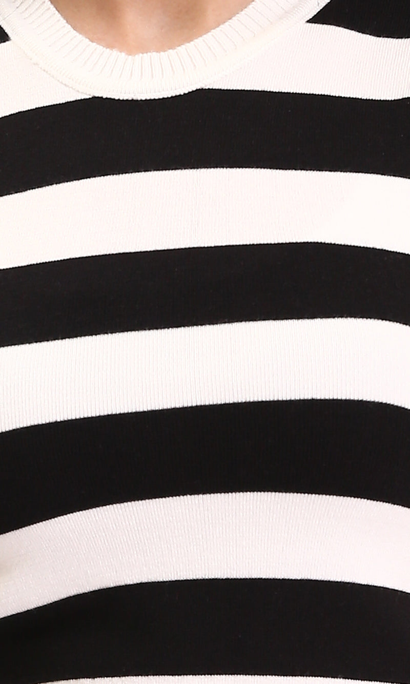 R213231 - Awning Stripes Sleeveless Summer Top - Black & White