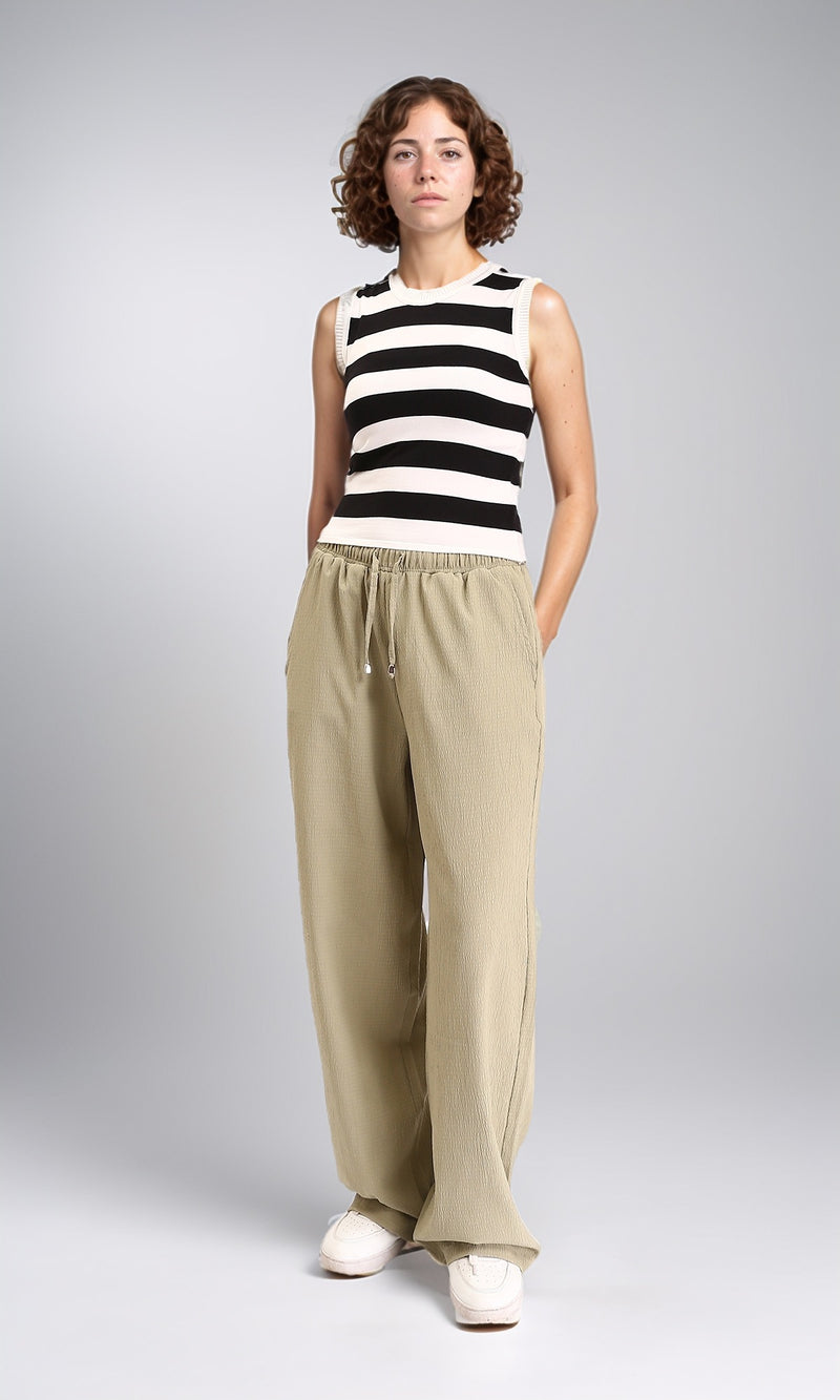 R213231 - Awning Stripes Sleeveless Summer Top - Black & White