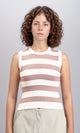 R213232 - Awning Stripes Sleeveless Summer Top - Coffee & White