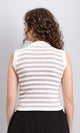 R213234 - Sleeveless Slip On Striped Top - Grey & White