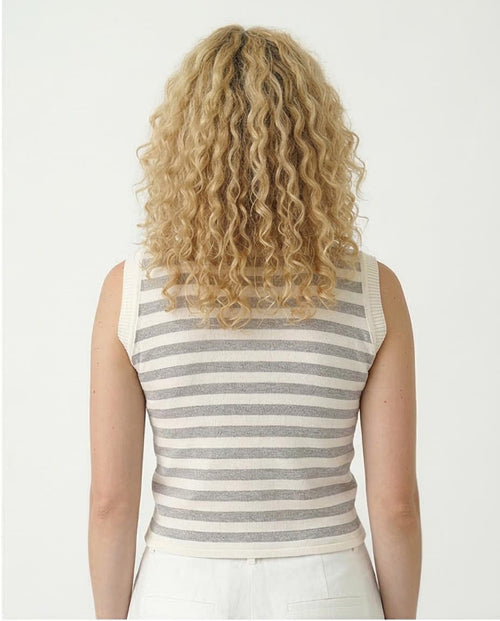 Ravin Women’s Striped Ribbed Knit Tank - Grey & White - R213234