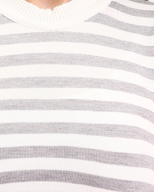 Ravin Women’s Striped Ribbed Knit Tank - Grey & White - R213234