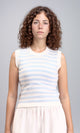 R213235 - Sleeveless Slip On Striped Top - Light Blue & White