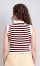 R213236 - Sleeveless Slip On Striped Top - Maroon & White