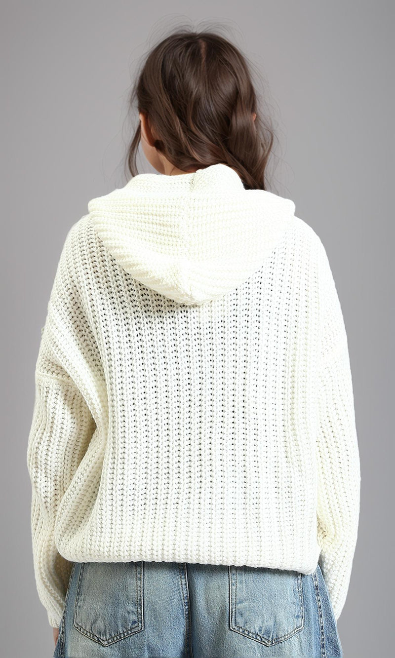 R213238 - Regular Fit Knitted Short Cardigan - Off-White