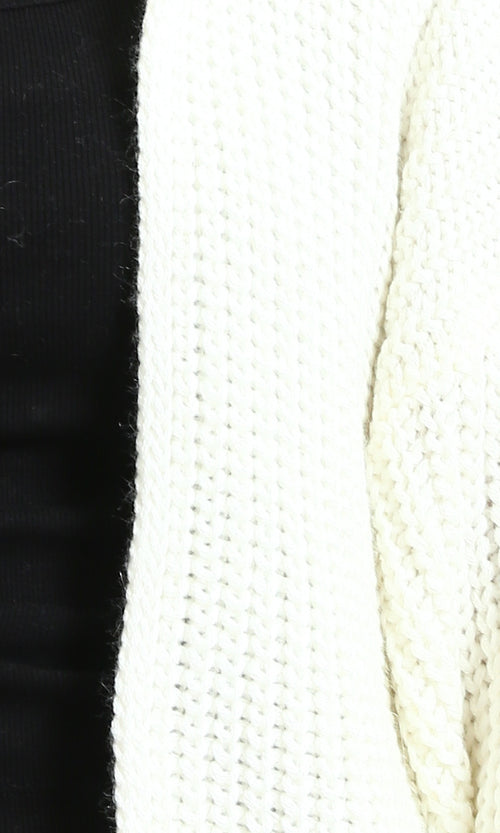 R213238 - Regular Fit Knitted Short Cardigan - Off-White