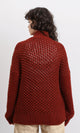 R213240 - Slip On Chunky Knit Winter Cardigan - Rust Red