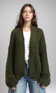 R213241 - Ribbed Neckline Slip On Cardigan - Dark Olive