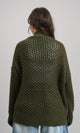 R213241 - Ribbed Neckline Slip On Cardigan - Dark Olive