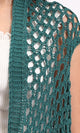 R213244 - Perforated Knit Asymmetric Cardigan - Dark Green