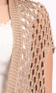 R213245 - Perforated Knit Asymmetric Cardigan - Camel