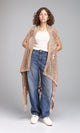 R213245 - Perforated Knit Asymmetric Cardigan - Camel
