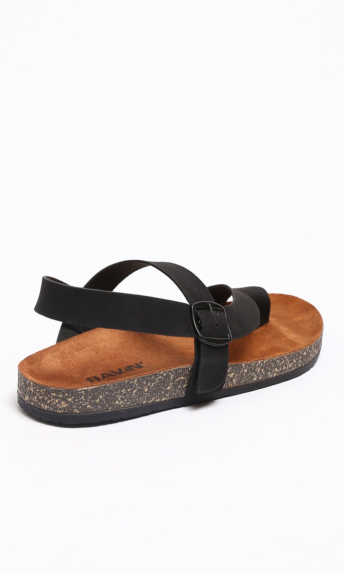 Men's Black Buckled Toe-Loop Sandals - R213247