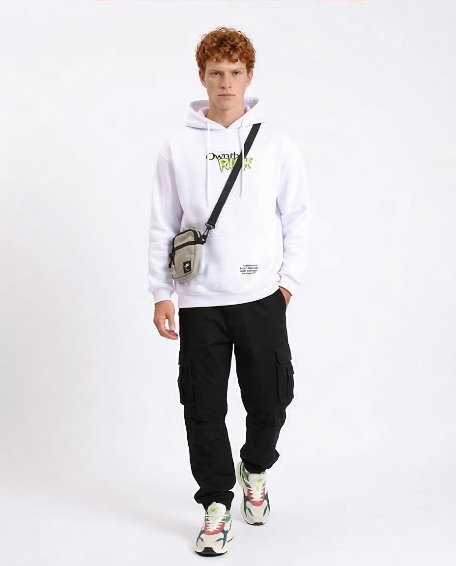 Ravin x Rick & Morty Oversized White Hoodie with Back Graphic- White - R213294