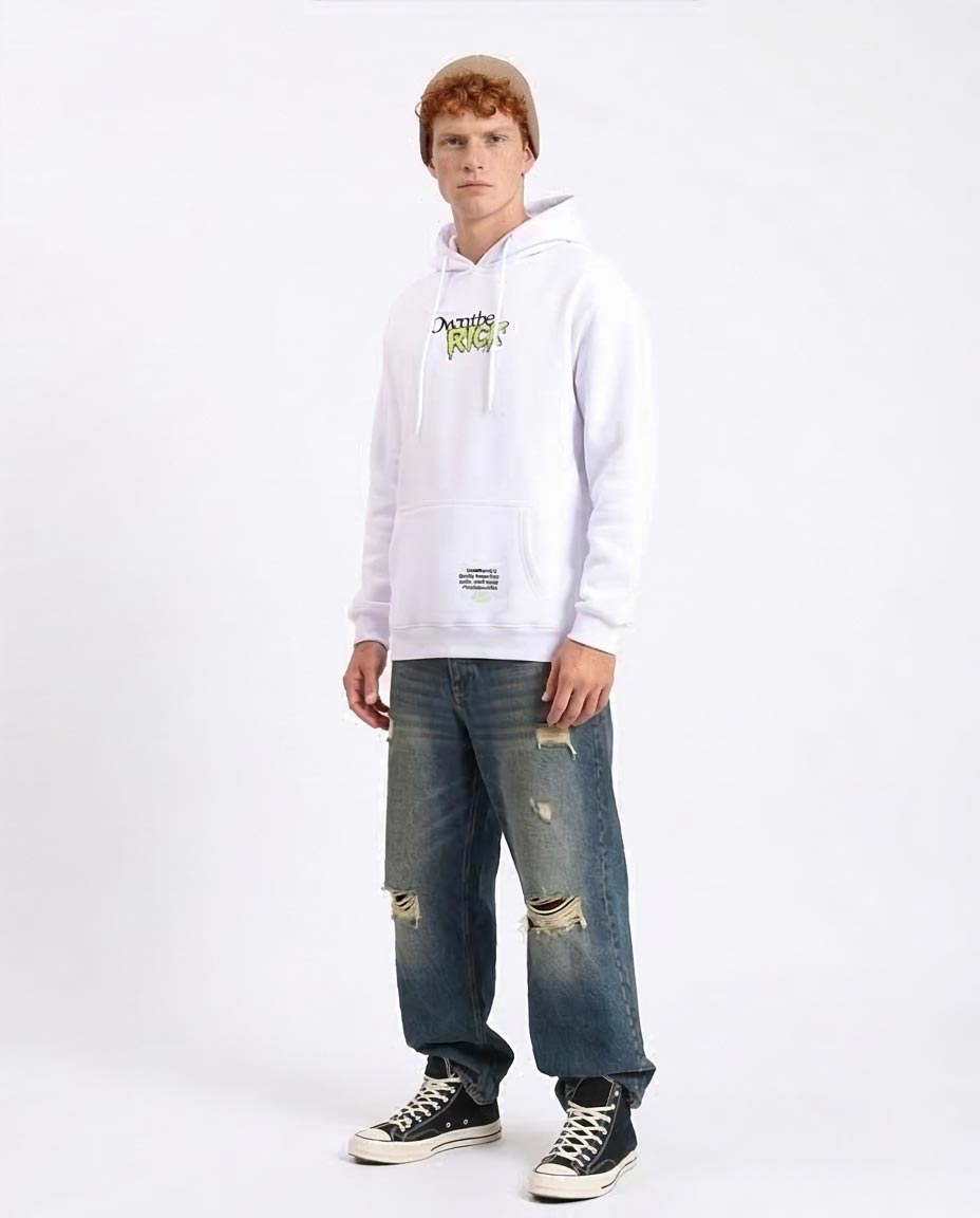 Ravin x Rick & Morty Oversized White Hoodie with Back Graphic- White - R213294