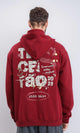 R213297 - Printed Slip On Comfy Hoodie - Dark Red