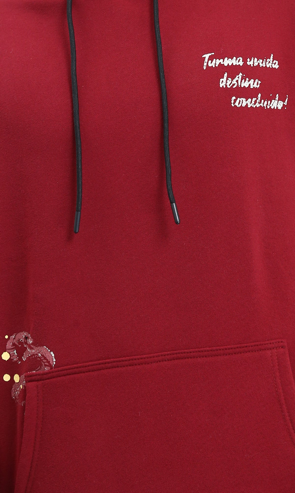 R213297 - Printed Slip On Comfy Hoodie - Dark Red