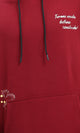 R213297 - Printed Slip On Comfy Hoodie - Dark Red