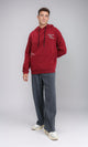 R213297 - Printed Slip On Comfy Hoodie - Dark Red
