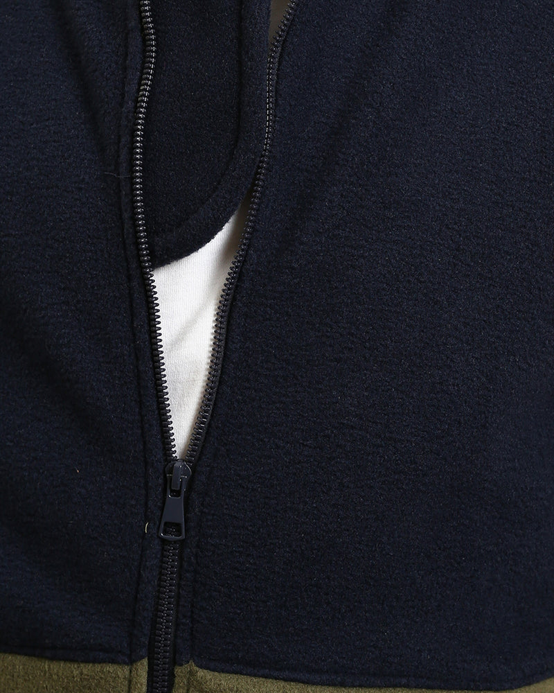 Ravin Men's Dual-Tone Heavyweight Fleece Zip-Up Hoodie - Olive & Navy Blue - R213298