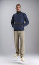 R213299 - Zipped High-Neck Coziness Sweatshirt - Navy Blue