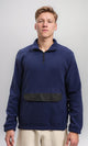 R213300 - Fleece Quarter-Zip Sweatshirt with Front Pocket - Navy Blue