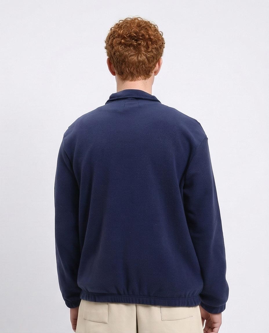Fleece Quarter-Zip Sweatshirt with Front Pocket - Navy Blue - R213300