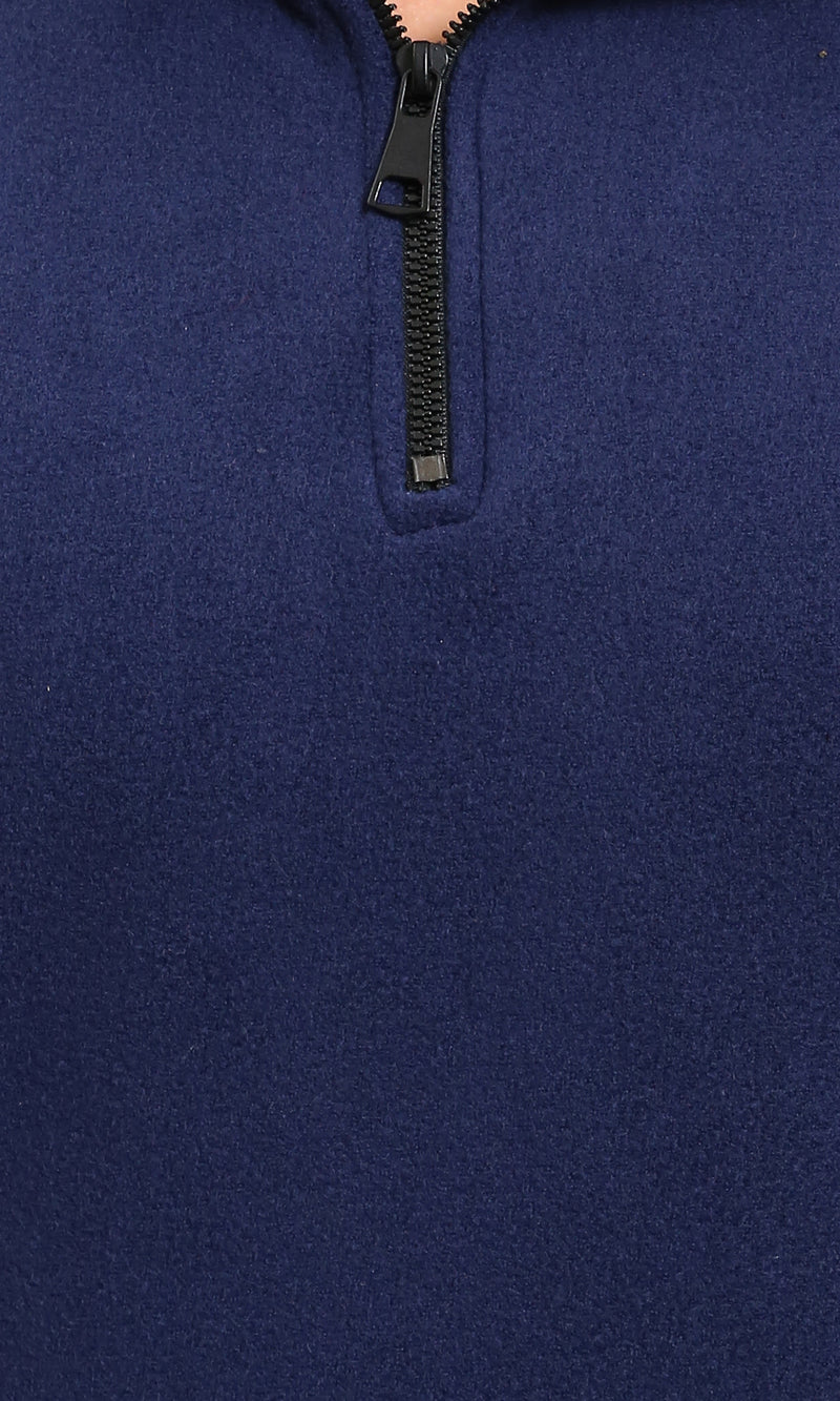 R213300 - Fleece Quarter-Zip Sweatshirt with Front Pocket - Navy Blue