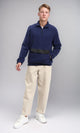 R213300 - Fleece Quarter-Zip Sweatshirt with Front Pocket - Navy Blue