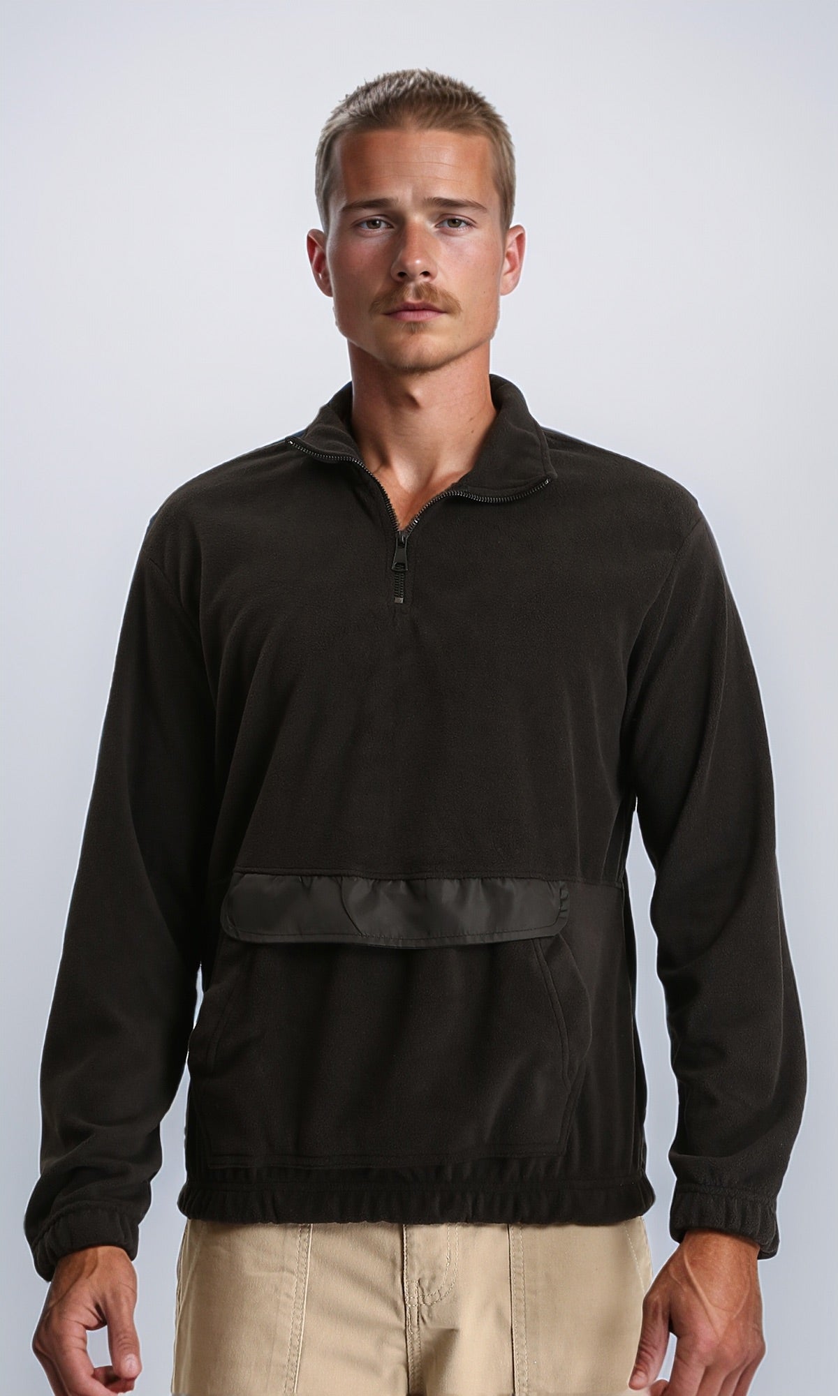 Zipped High-Neck Coziness Sweatshirt - Black