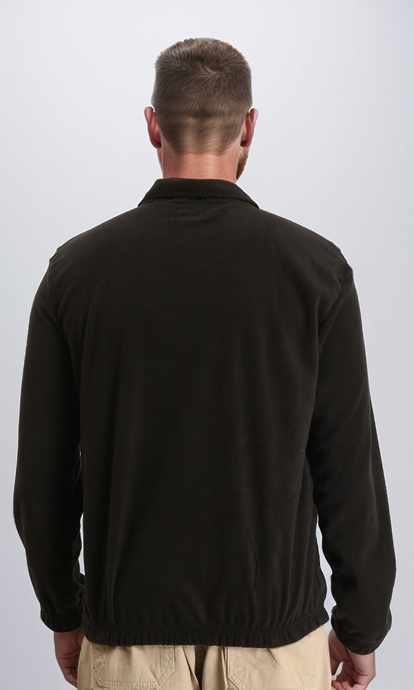 R213301 - Zipped High-Neck Coziness Sweatshirt - Black