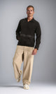R213301 - Zipped High-Neck Coziness Sweatshirt - Black