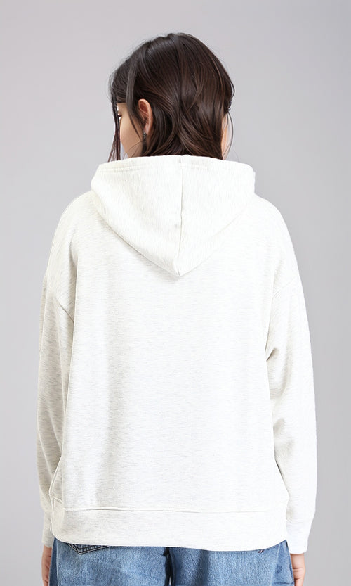 R213310 - "Good Vibes" Printed Casual Hoodie - Off-White