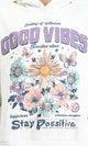 R213310 - "Good Vibes" Printed Casual Hoodie - Off-White