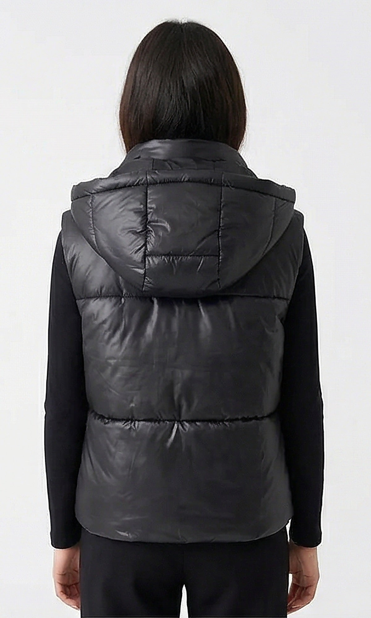 Black Hooded Puffer Vest