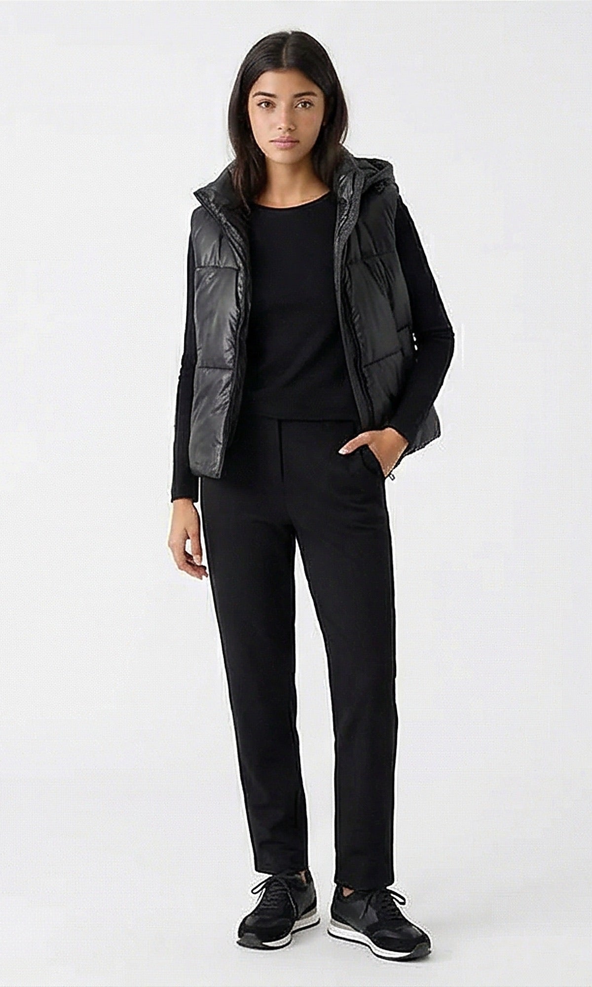 Black Hooded Puffer Vest