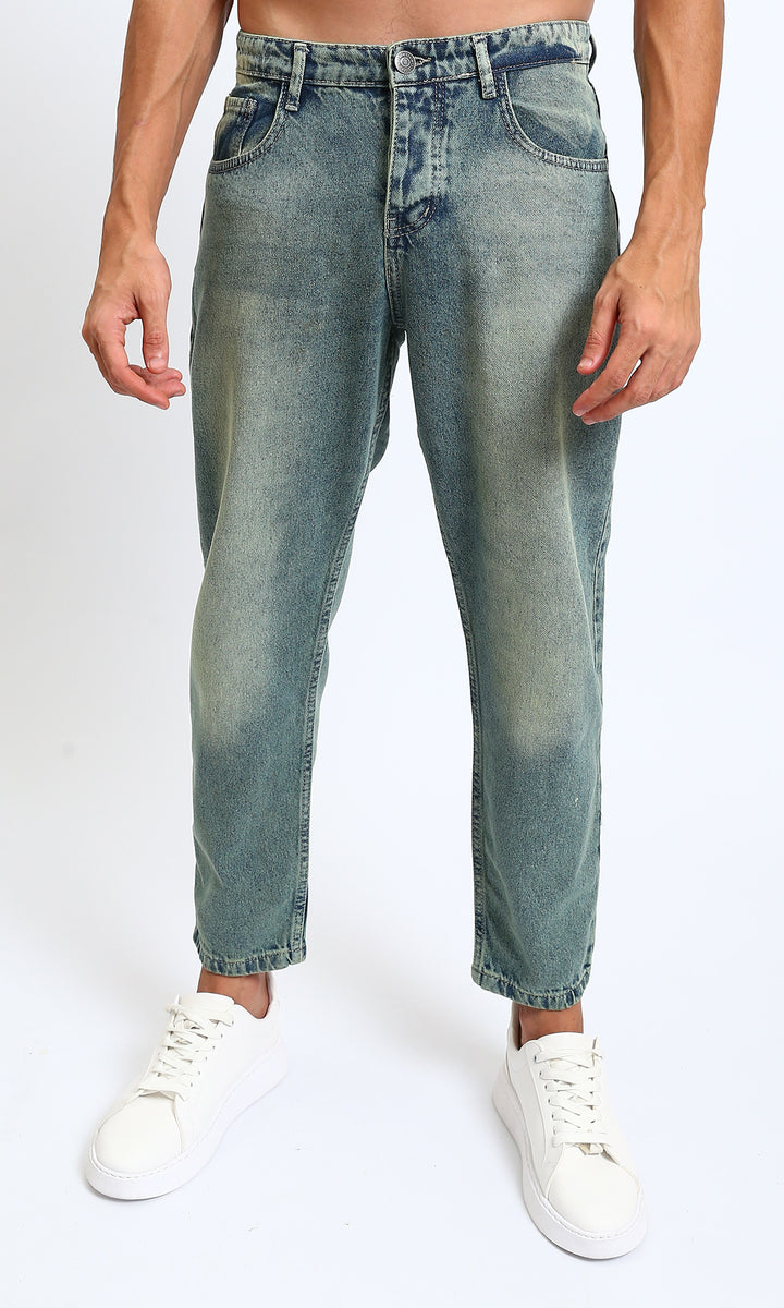Solid Casual Jeans with Front Wash - Stonewash