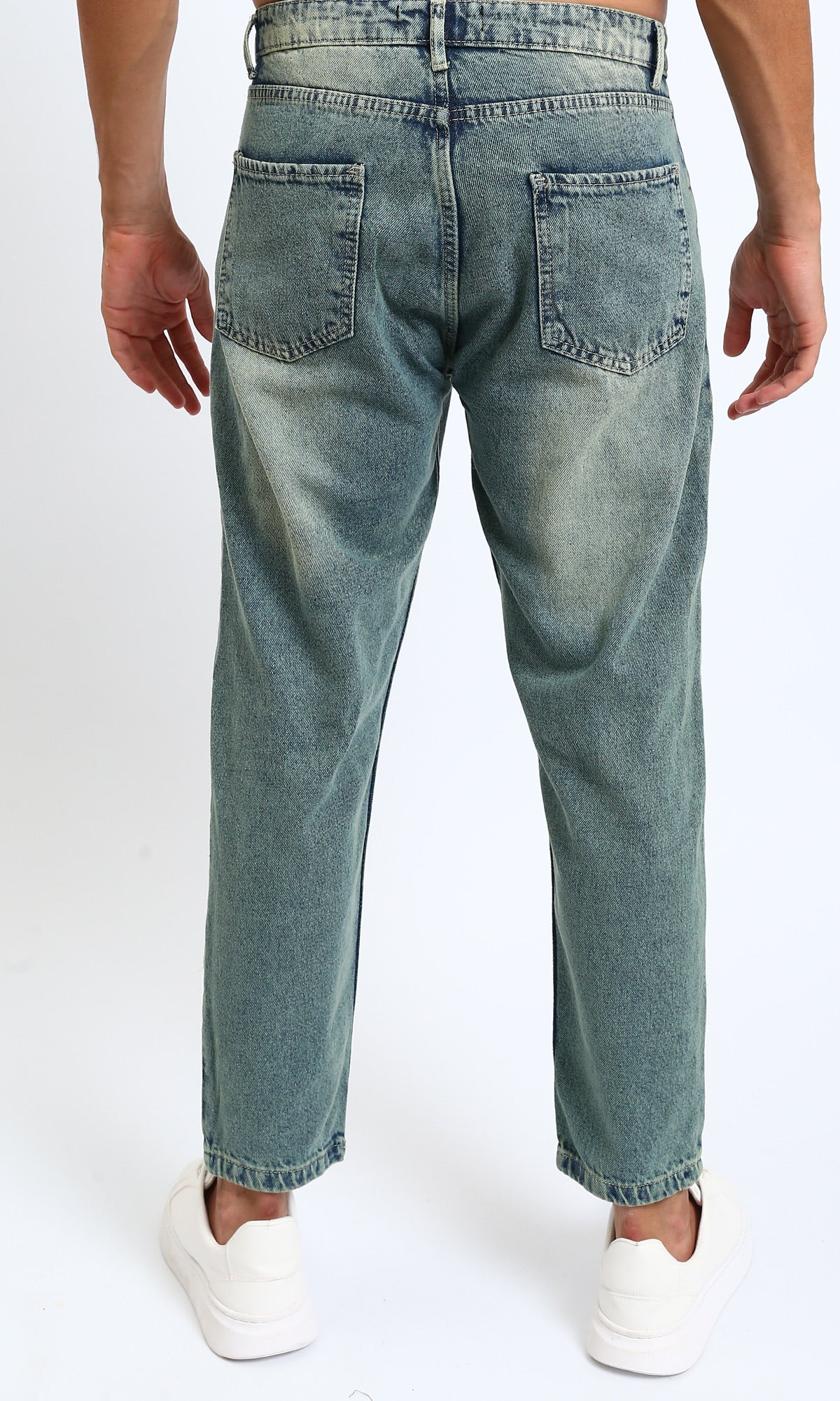 R213316 - Solid Casual Jeans with Front Wash - Stonewash