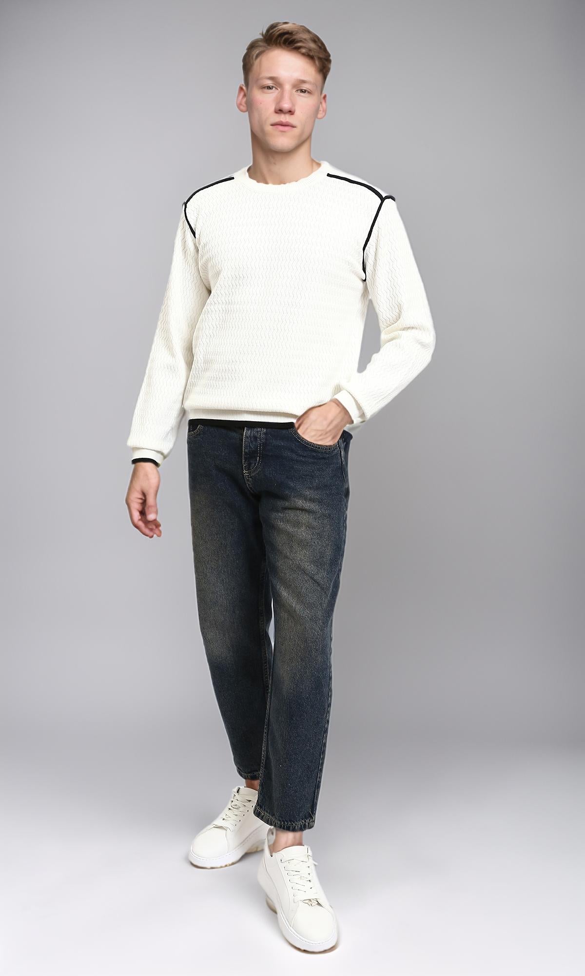 R213317 - Solid Casual Jeans with Front Wash - Brownish Navy Blue