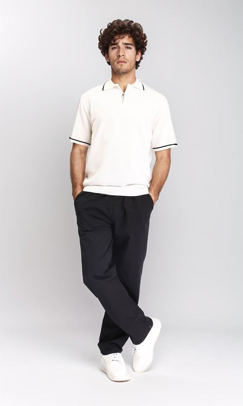 R213318 - Slip On Comfy Pants with Elastic Waist - Black