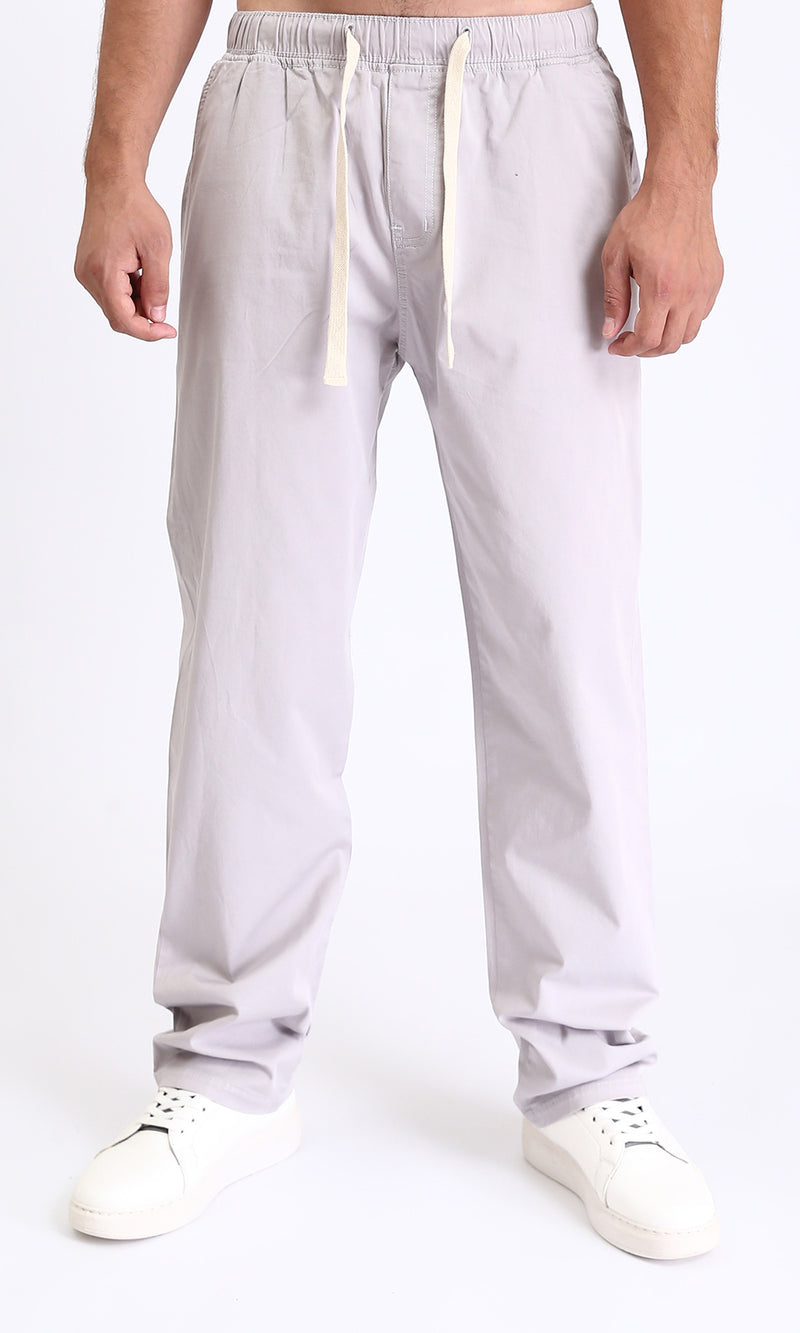 R213319 - Slip On Comfy Pants with Elastic Waist - Light Grey