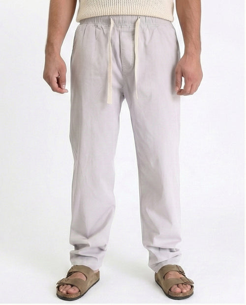 Slip On Comfy Pants with Elastic Waist - Light Grey