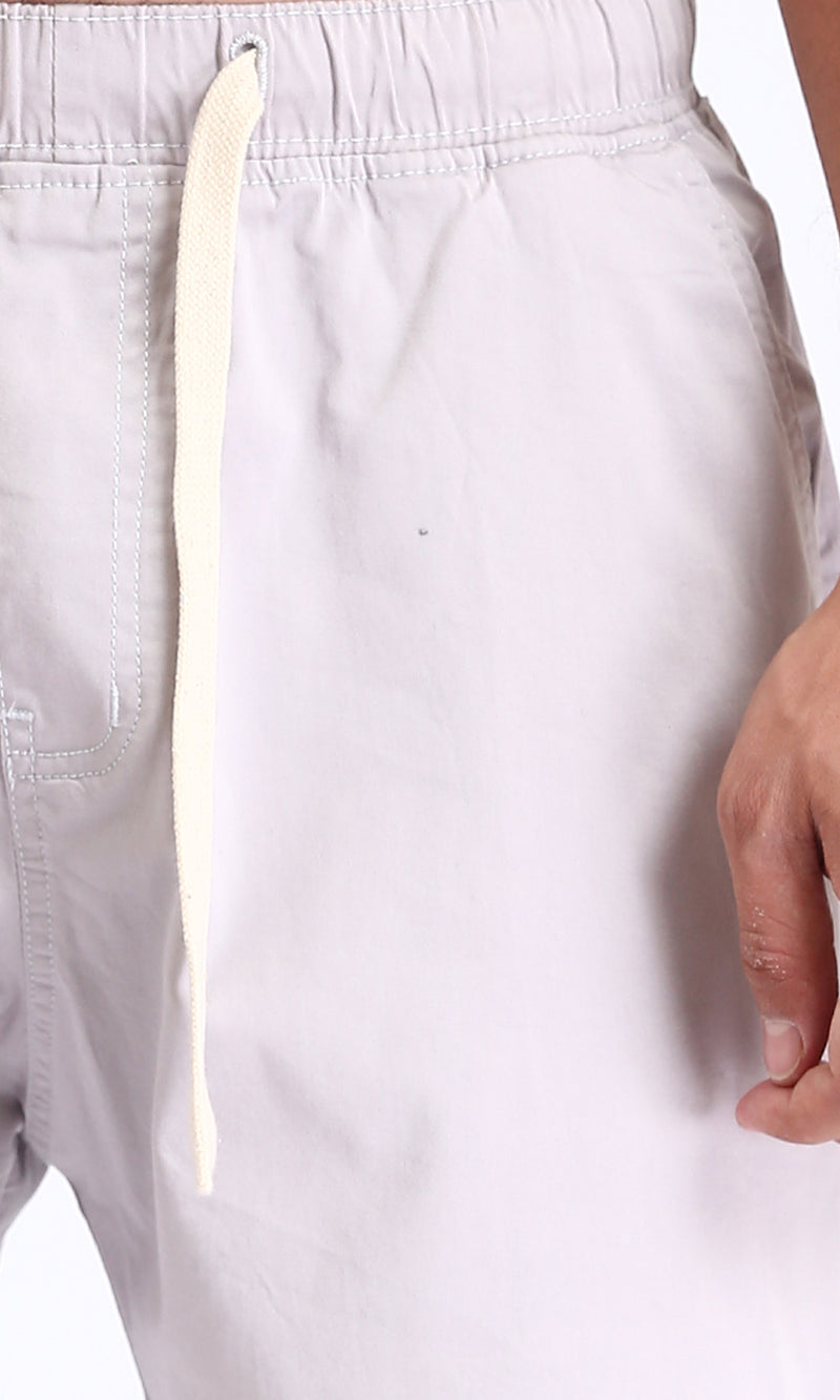 R213319 - Slip On Comfy Pants with Elastic Waist - Light Grey